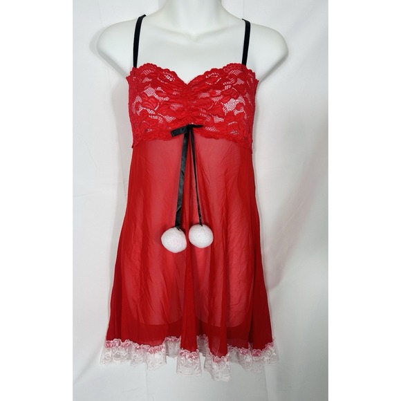 Lingerie Solutions Other - Avid Love Christmas Santa‎ Lingerie Babydoll Sheer Gown Lace Size XXL Mean Girls
